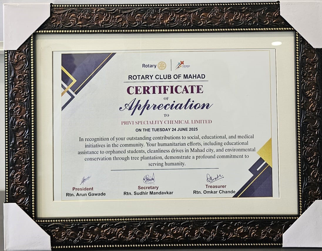 Appreciation Certificate Through Rotary Under CSR